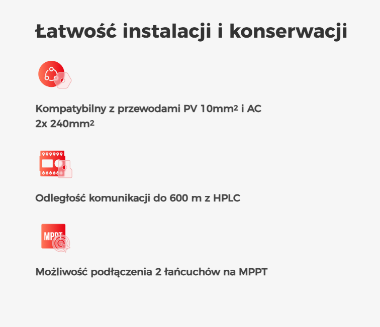 Detale inwertera dla farm PV GoodWe UT