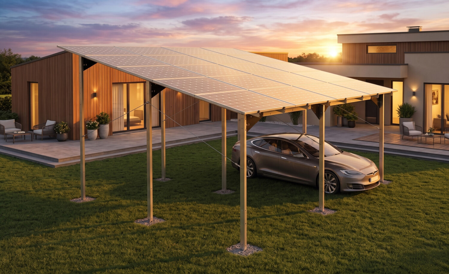 Wizualizacja konstrukcji Carport K6300Z ze stali z powłoką Magnelis